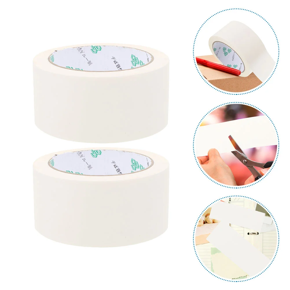 

2 Rolls Glue Tape Kraft Paper Carton Packing Heavy Duty White Mailing Reinforced