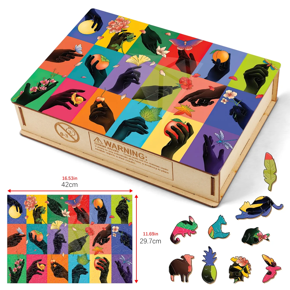 Hands Jigsaw Puzzles Color Sorting Game Wooden Puzzle Kids Learning Toy Wood Educational Puzzle For Children's Birthday Souvenir suzanne valadon the blue room 1923 jigsaw puzzle custom wood christmas toys toddler toys puzzle
