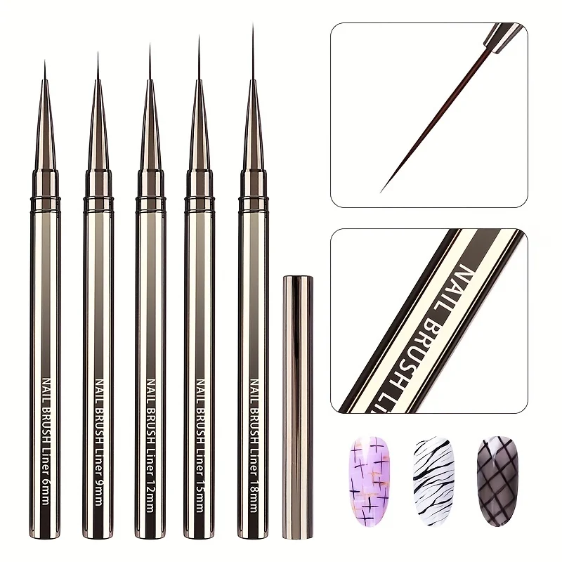 Nail Art Brushes Nail Brushes Nail Art Tools Gel Nail Tools 5PCS Nail Art Liner Brushes Hand Painted Brush Acrylic UV Gel Colours Paints Builder Drawing Pen DIY Manicure Design Accessories