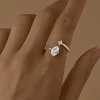 CANNER Love Heart-shape 925 Sterling Silver Adjustable Ring For Women Ins Geometric 6mm Zircon Ring Fine Jewerly Wedding Gift 6