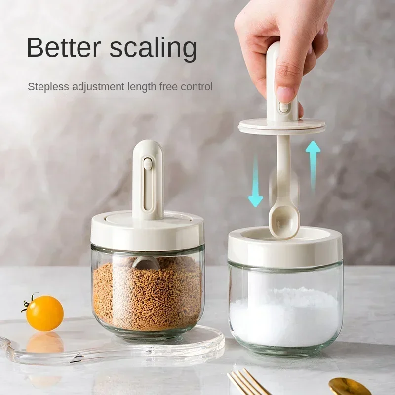 Kitchen Accessories Seasoning Pot with Spoon Salt Pepper Seasoning Pot Sauce Vinegar Glass Oil Brush Bottle Honey Sugar Pot