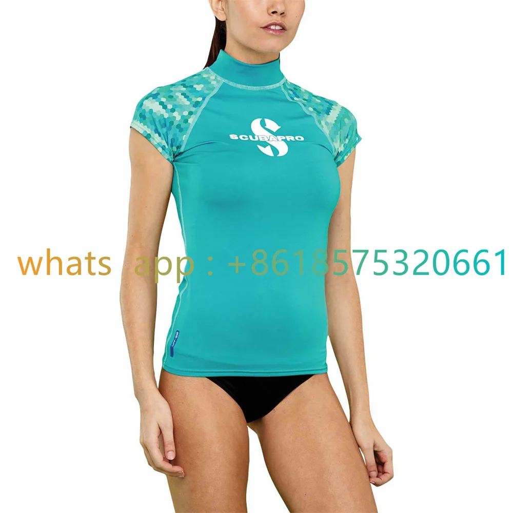 WOMEN UPF 50 T-FLEX GUARD Long Sleeve Printed Rash Guard UV Sun Protection Surf T Shirts Skin Dive Top Beach Swimwear Surfing