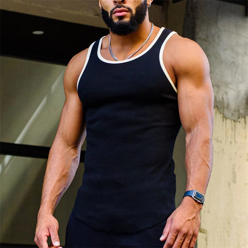 2023 Brand Casual Gym Men Tank Tops Running Training Sports Vest Bodybuilding Breathable Sleeveless Undershirt Fitness Singlets