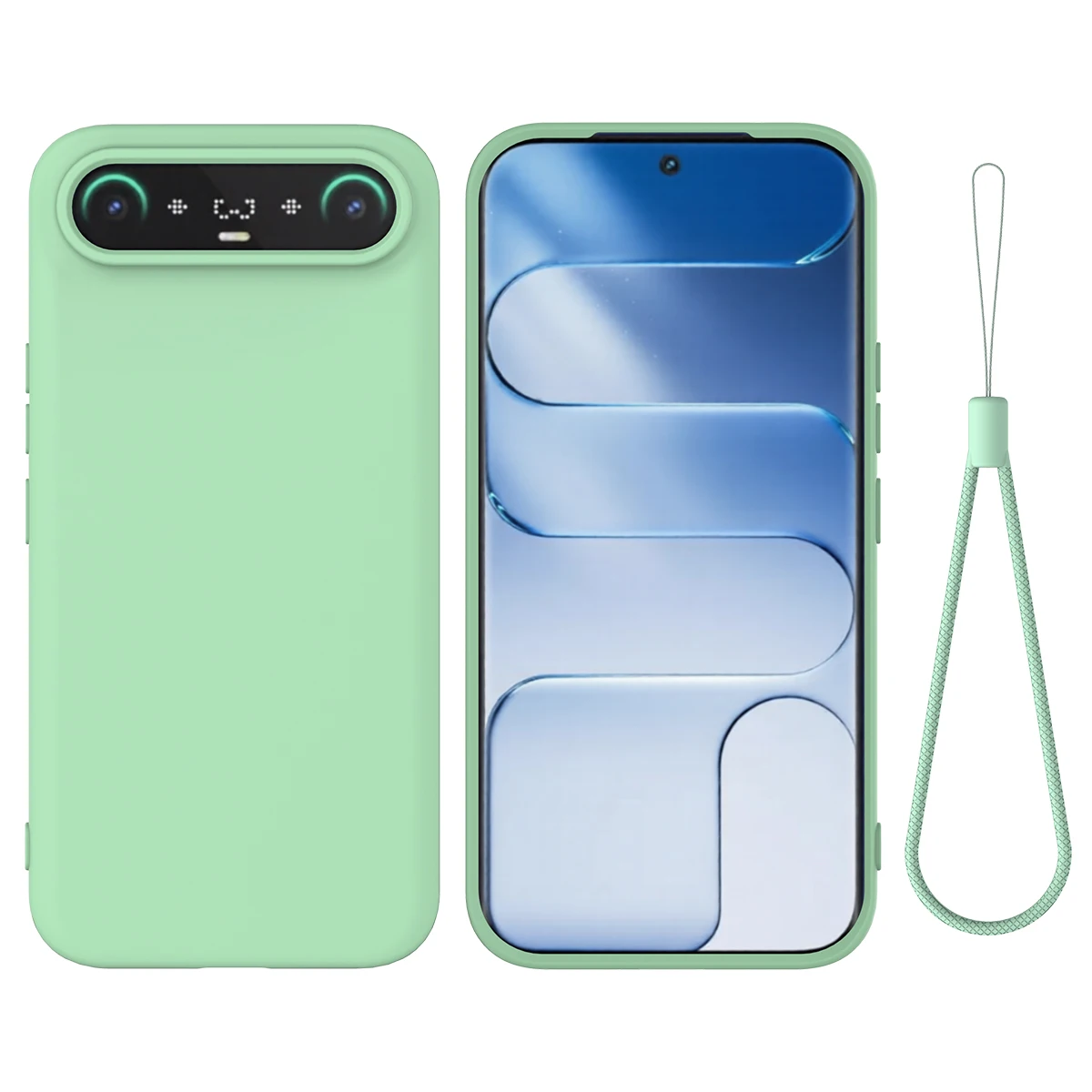 Slim Shockproof Liquid Silicone Phone Case with Protective Strap