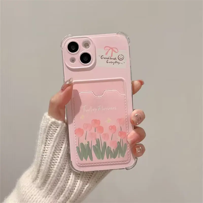 Flower Design Card Holder Phone Case