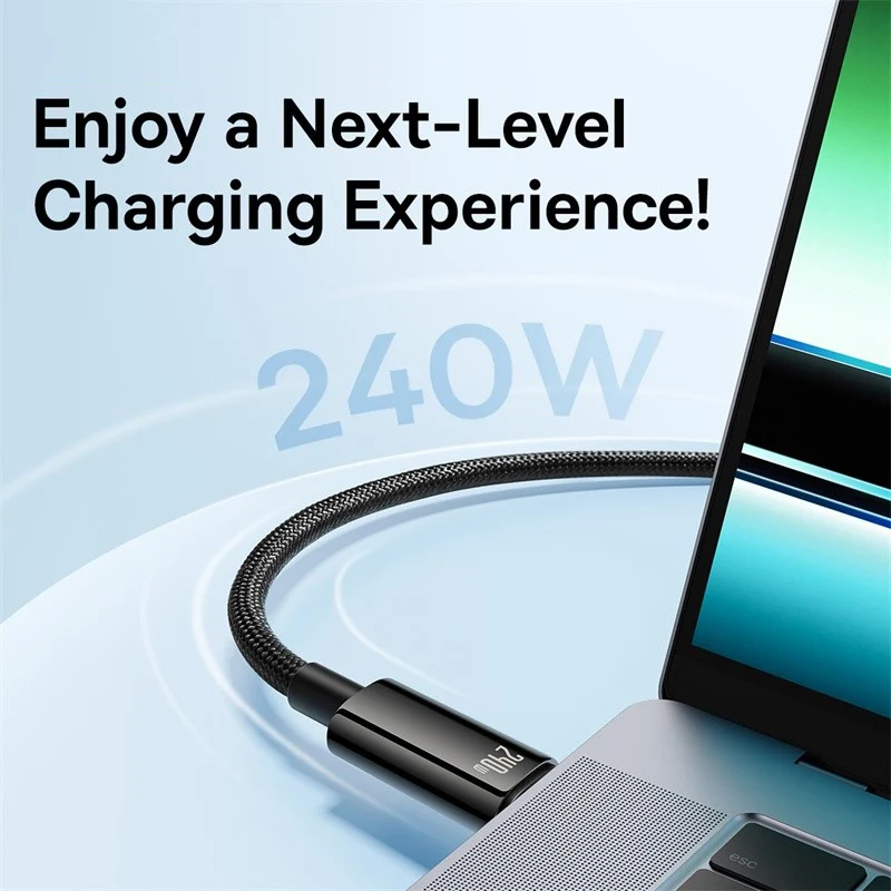 Baseus 240W USB C Cable for iPhone 15  PD3.1 Supercharge for Macbook PC Realme  5A Fast Charger Type C Cable  for xiaomi Oneplus