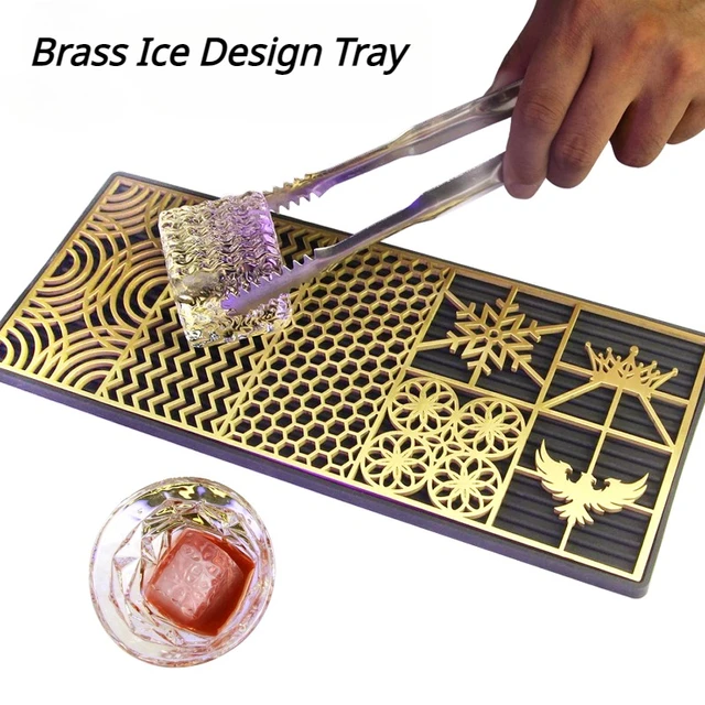 Brass Ice Design Stamping Plate Ice Cube Stamper Cocktails LOGO Making Bar  Ice Printing Bartender Whiskey Pressing Tray Mold - AliExpress