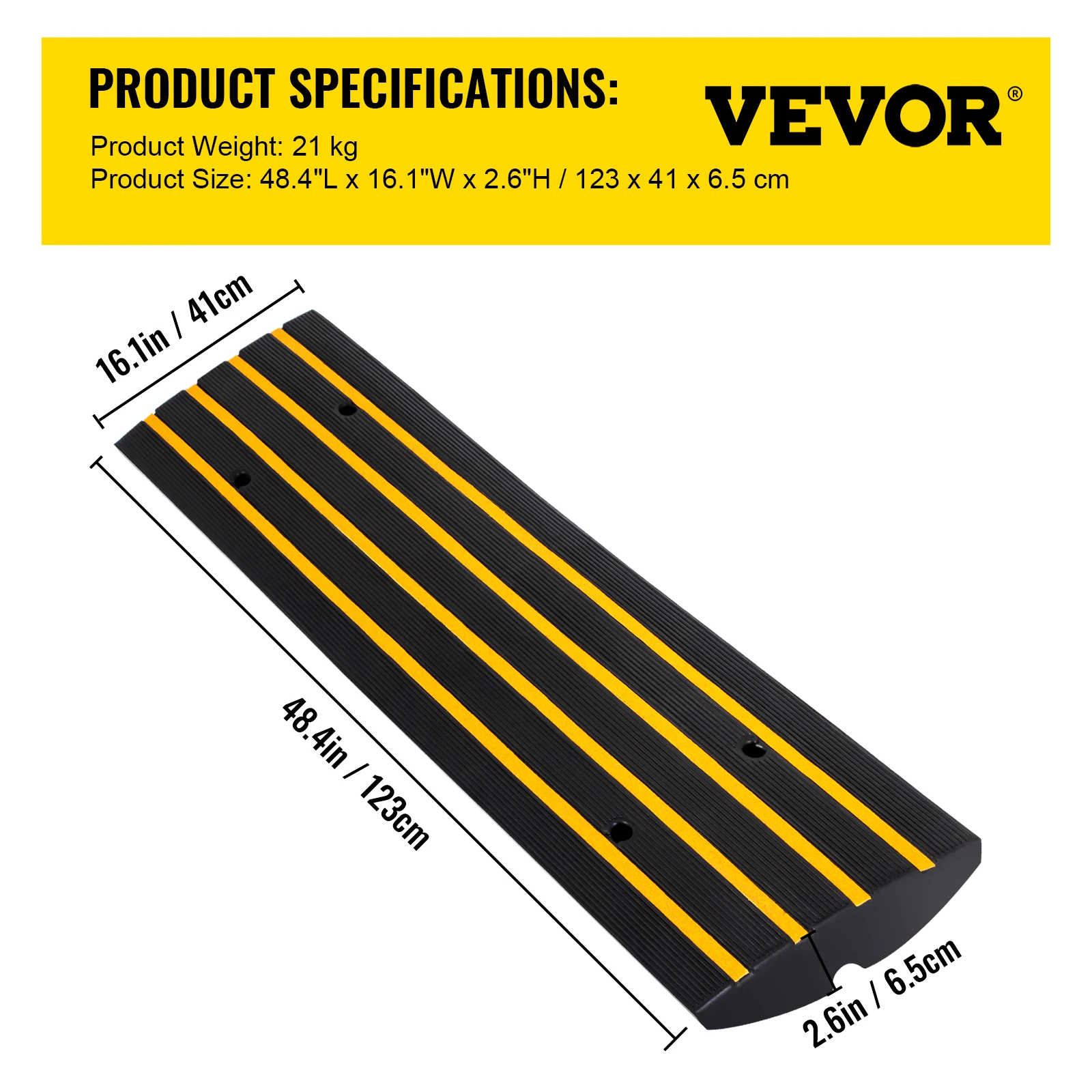 VEVOR VEVOR 4 Rampa de Protector de Cable Protector de Cables para Suelo  Capacidad de Carga 20-40 Toneladas Pasacables Suelo 40x10x2  El Reductor  de Velocidad para Protección de Cables Eléctricos