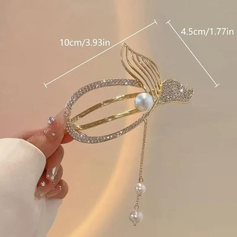 Clip per capelli con nappa a coda di pesce grande, forcina orizzontale, fissatore a clip con una sola parola, strumento per lo styling dei capelli sul retro della testa - immagine 6