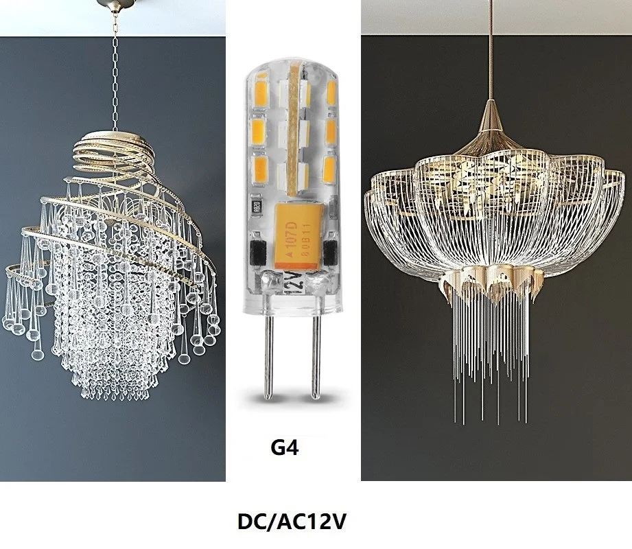 미니 G4 LED 램프, 샹들리에 스포트라이트용 30W 할로겐 교체 촛불 조명, 2W 전구, AC DC 12V, 10 개