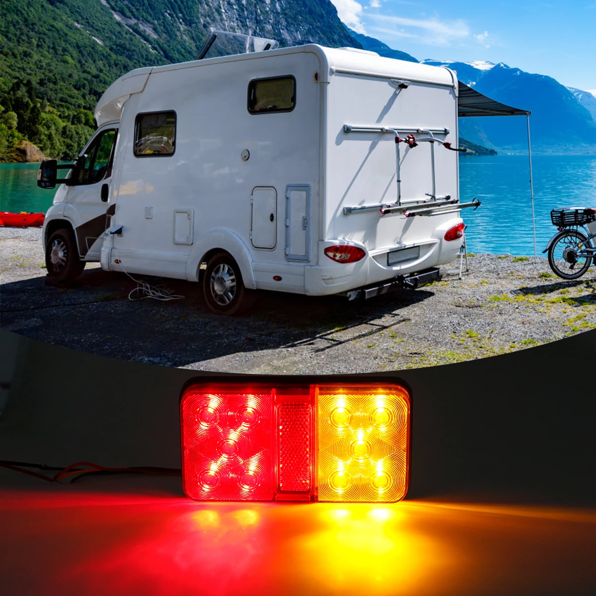 Waterproof LED Trailer Tail Lights 12V Rear Stop Brake Turn Lights