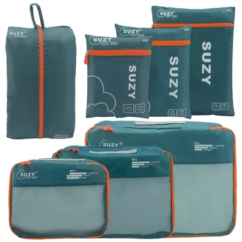 7 set di borse organizer per bagagli per famiglia, cubi da viaggio traspiranti in rete per valigie Set di borse essenziali da viaggio durevoli