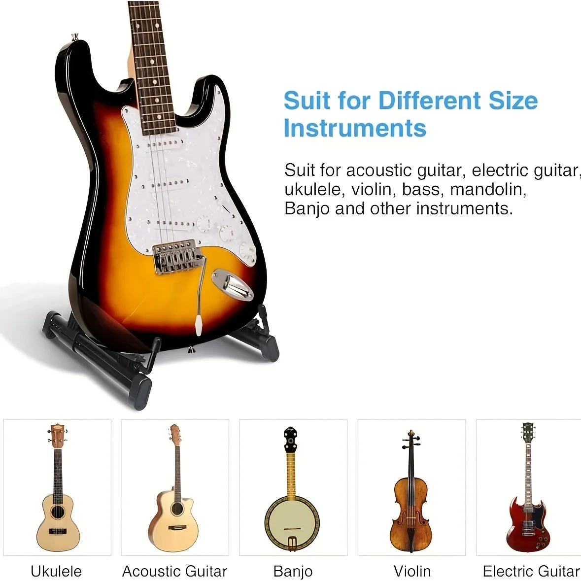Guitar Stand Folding A Frame Floor Universal ABS for Acoustic Classical Electric Bass Guitars Banjo Ukulele Portable