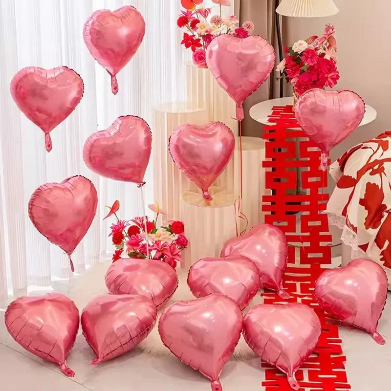18Inch Red Heart Balloons Inflatable Love Shaped Aluminum Foil Balloon ...