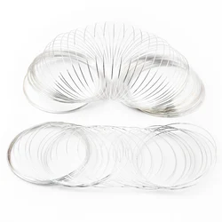 Gold Steel Color Memory Wire for Jewelry Making - 50 Loops (0.6mm x 60mm) (Silver)
