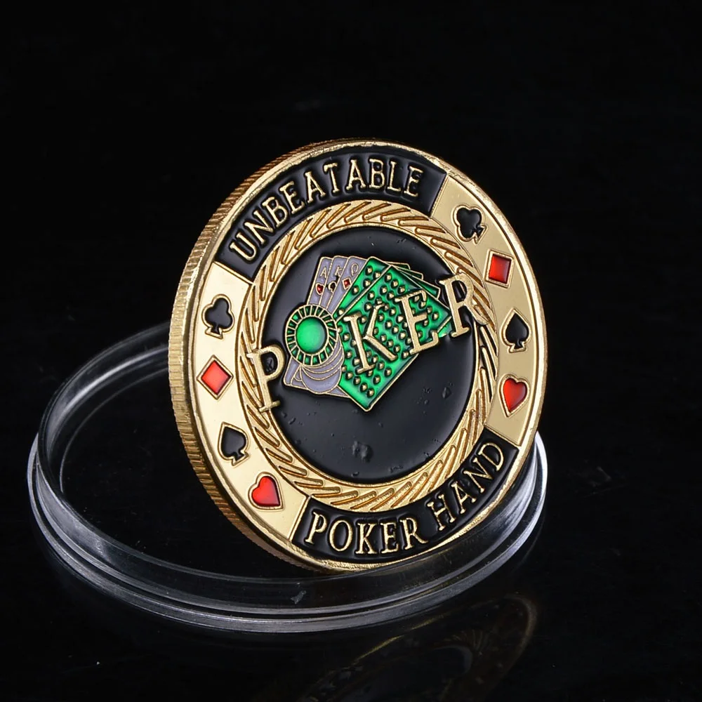 thumbnail image 2 of Ciieeo Poker Card Guard Protector Coin - Golden Chip With Plastic Case, Good Luck Souvenir For Table Games 2 of 10
