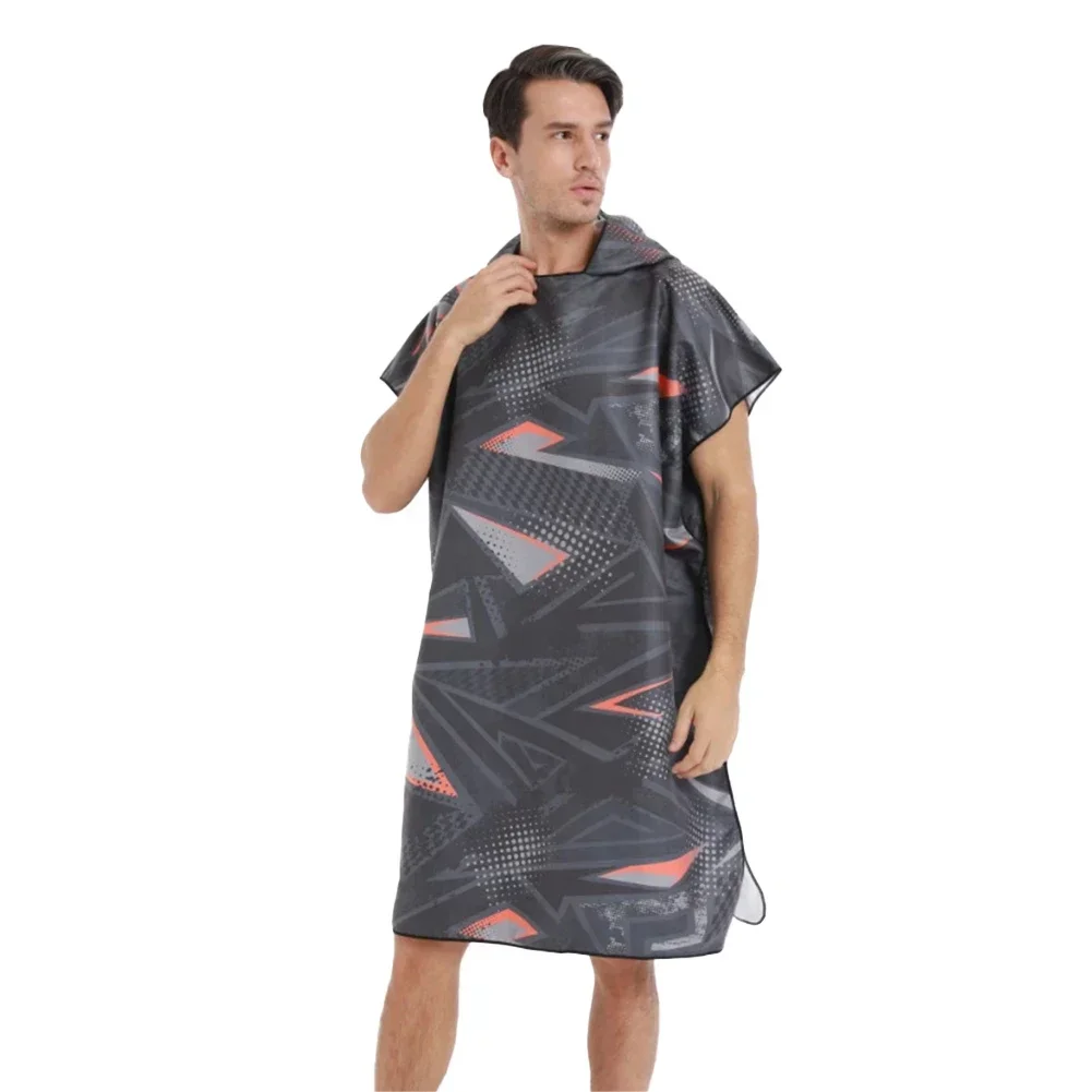 Printed Hooded Beach Towel For Adults Quick Dry Swimming Pool Poncho Bath Towel With Cloak Bathrobe