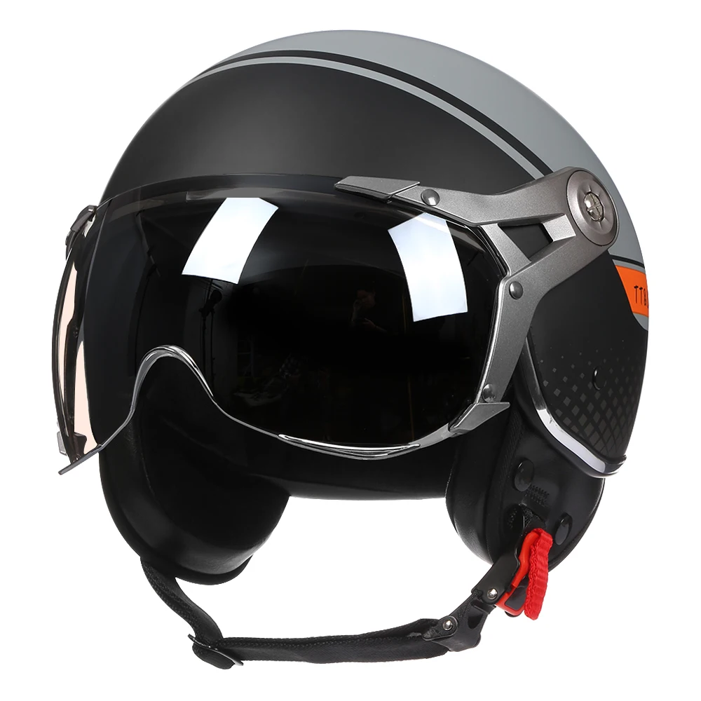 DOT Approved Retro Open-Face-Helmet 3/4 Motorcycle Helmet With Visor · Adults Vintage Motorcycle Half-Face Helmets For Jet Pilot Scooter Chopper Cruiser M~XL (57~62cm