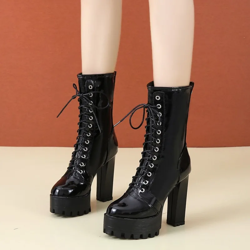 

Женские туфли на высоком каблуке, заостренный носок, средний каблук, модная обувь, весна-осень