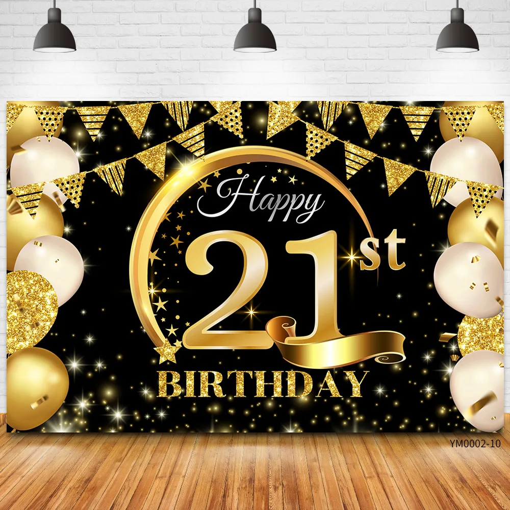 생일 파티 장식 기념일 연령 사진 부스 배경 배경 배너에 대한 초대형 패브릭 블랙 골드 로그인 포스터
