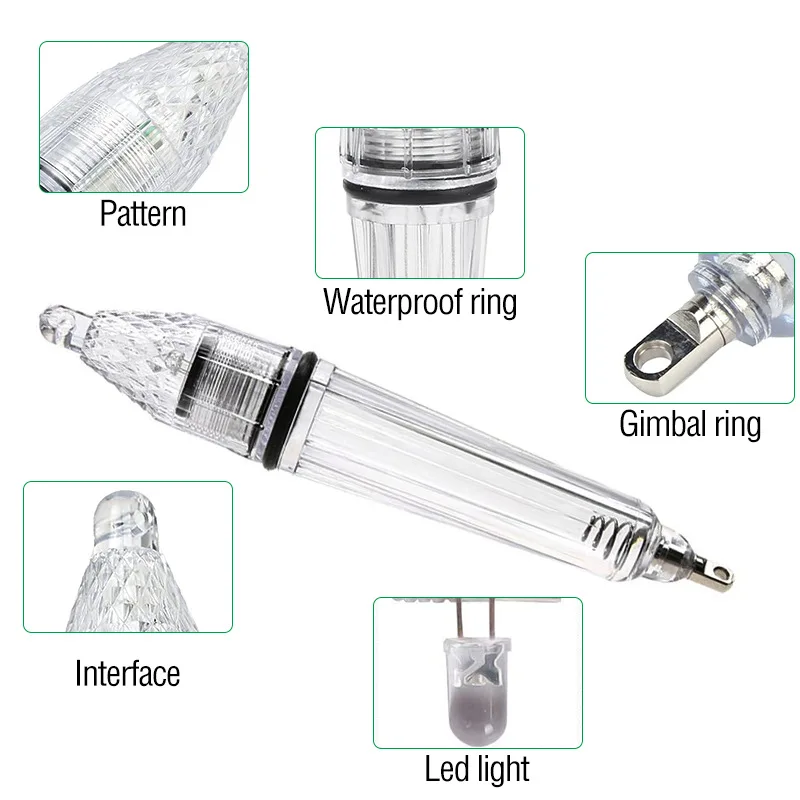 Underwater Lure Bait Light, Fish Attracting Lamp,Boat Fishing Light, Pool Light 300 Hours Internal Battery Power 4.7/6.7 Inch