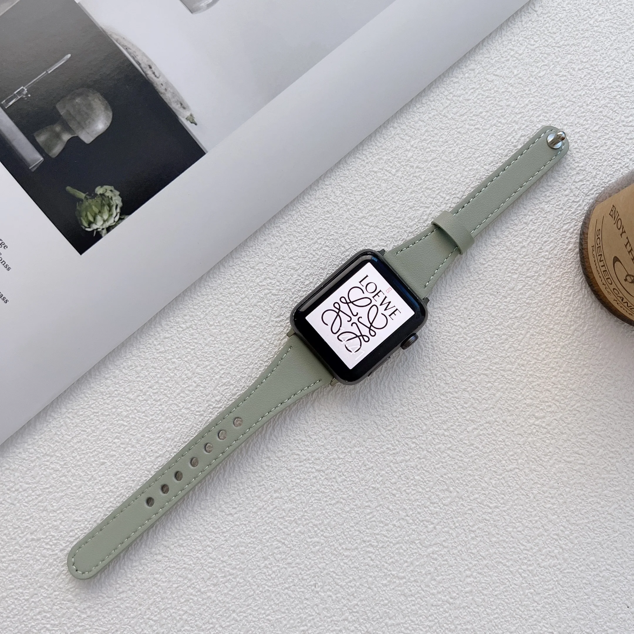 

Силиконовый браслет iWatch из натуральной кожи, с одной застежкой для ногтей