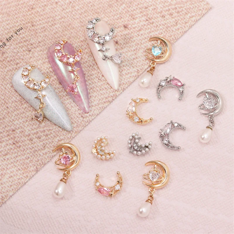 

10pcs Moon Star Series Nail Art Decorations Parts 3D Crystal Rhinestones For Nails DIY Luxury Nail Art Jewelry Charms Accessorie