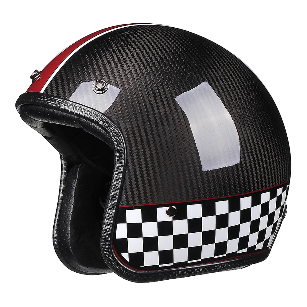 

3K Red Line Open Face Retro Biker Helmet Wear-Resistant Motorcycle Equipment Breathable Head Protection Anti-Fall Motocross Kask