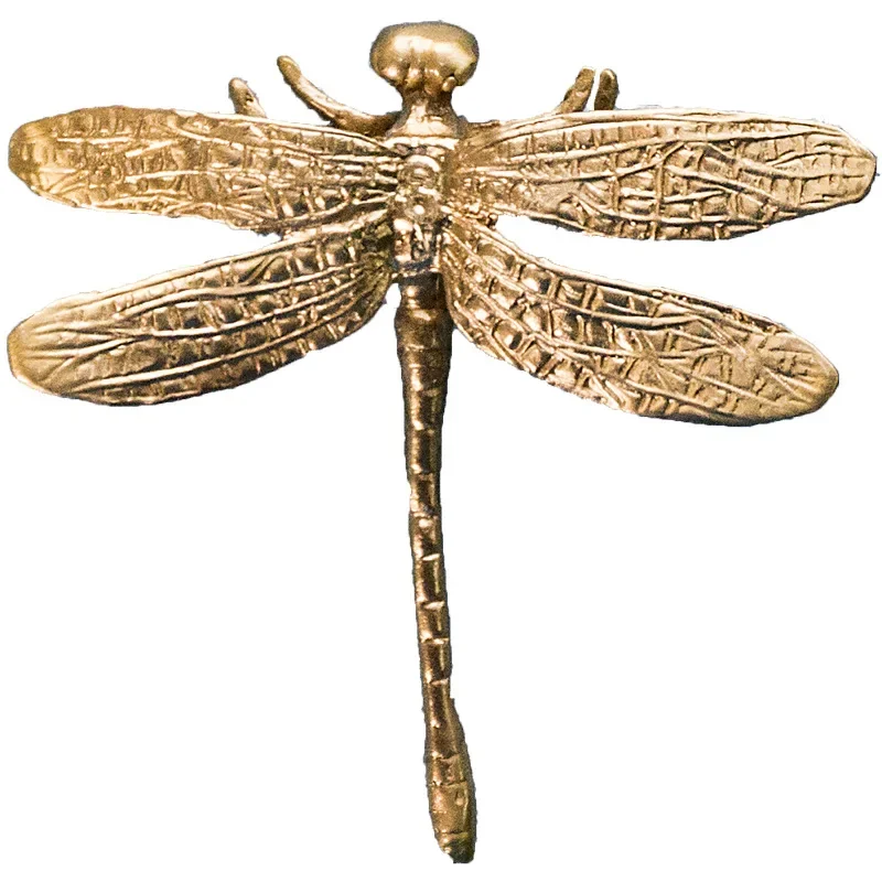 Nordic Gold Dragonfly Single Hole Brass Furniture Handle Kitchen Drawer Handles Hardware Dresser Cabinet Pulls furniture handles kitchen door handles