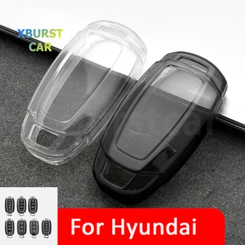 Transparent TPU Car Key Case For Hyundai i30 Ix35 KONA Encino Solaris Azera Grandeur Ig Accent Santa Fe Palisade Shell Fob Cover 1