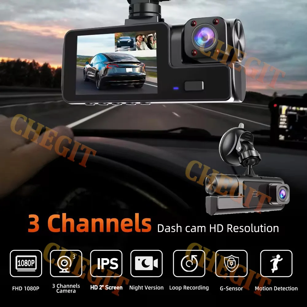 1080P Dash Cam for cars,2/3camera Front And Inside,car camera with IR Night Vision,Loop Recording,wide angle Car DVR Camera