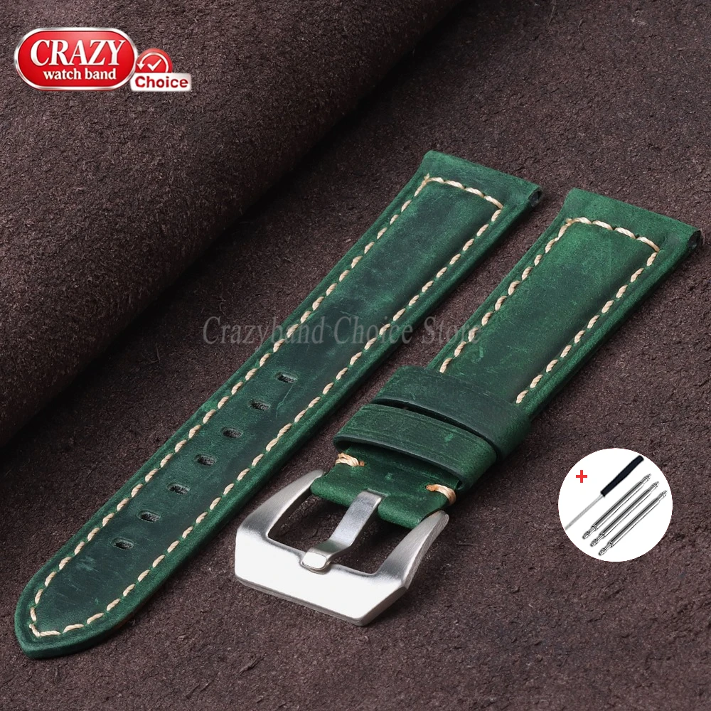 Calfskin Leather Sport Watch Band - Crazy Horse Finish, Universal Fit