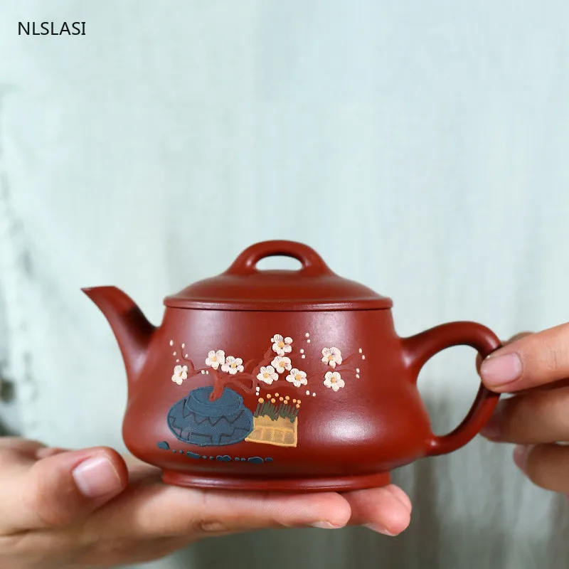 

Yixing tea pot purple clay Plum blossom teapot beauty kettle Raw ore Handmade Tea set Dahongpao authentic Tie Guanyin 210ml