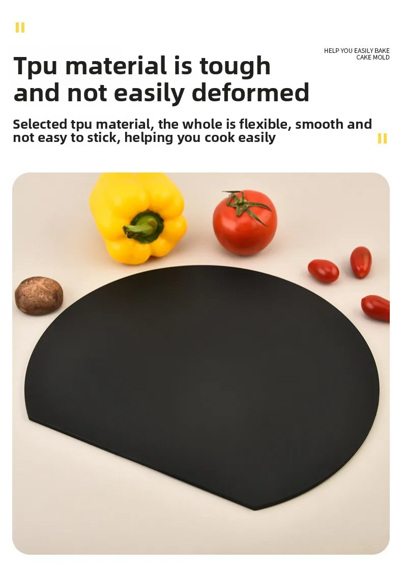 Description Picture 3 of itemD-Shaped Dual-Sided Chopping Board: Non-Slip TPU, Heat & Wear Resistant for Fruits, Vegetables and Meat Prep