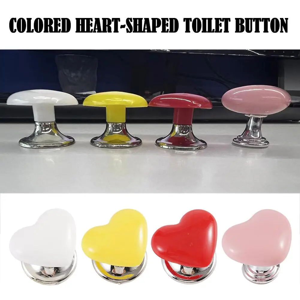 Toilet Flush Button Heart Handle Toilet Press Button Long Nail Protector Press Tank Push Switch Toilet Bath Room Water Flush Button Home Tool