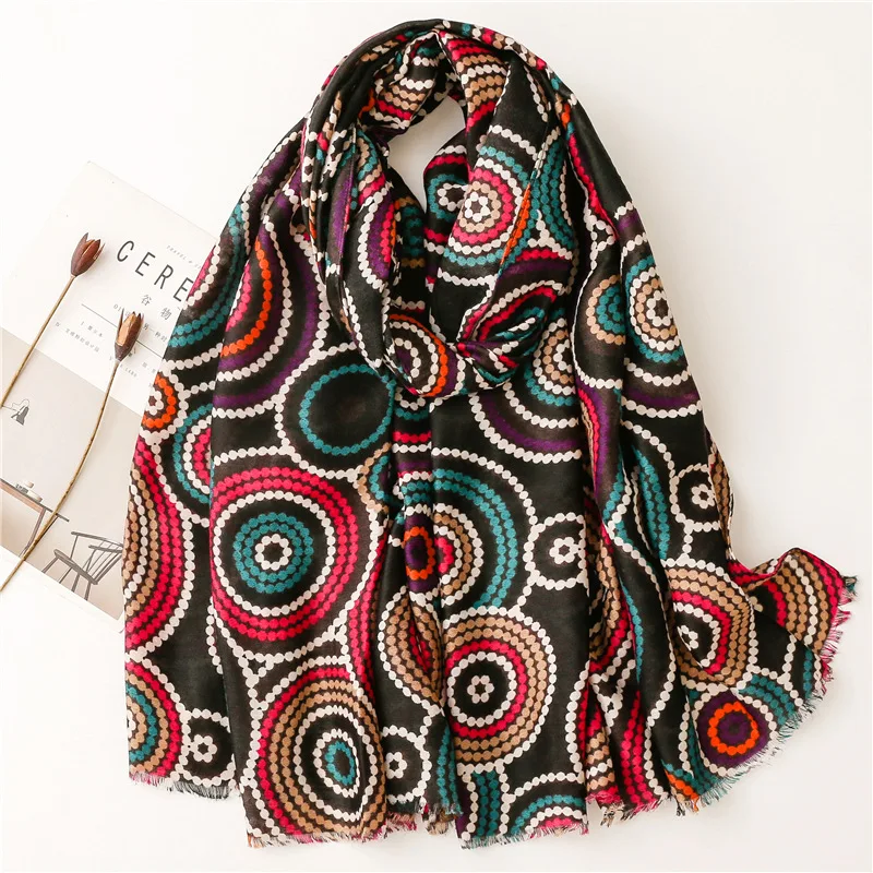 Fashion Aztec Ethnic Geometric Fringe Viscose Shawl Scarf Lady High Quality Wrap Pashmina Stole Bufandas Muslim Hijab 180*90Cm