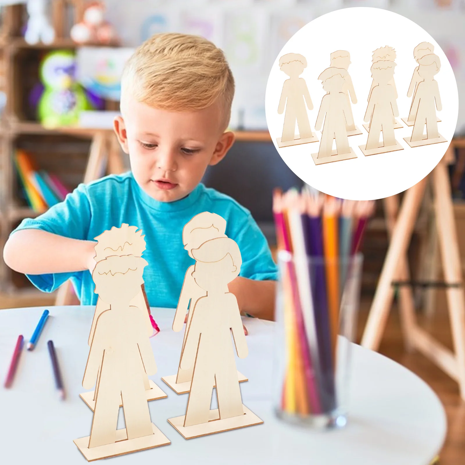 

Wooden People Cutouts Unfinished People Centerpieces Diy Boy Slices Kids Graffiti Painting Chip Unpainted Figurine