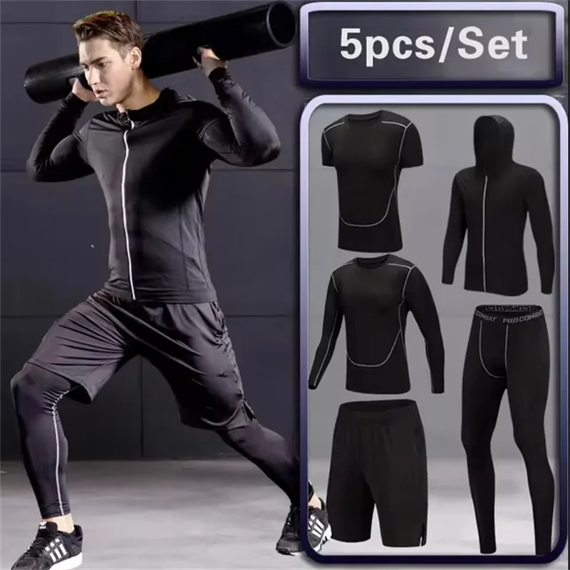 Men Sportswear Compression Sport Suits Quick Dry Running Sets Clothes Sports Joggers Training Gym Fitness Tracksuits Running Set sports suit