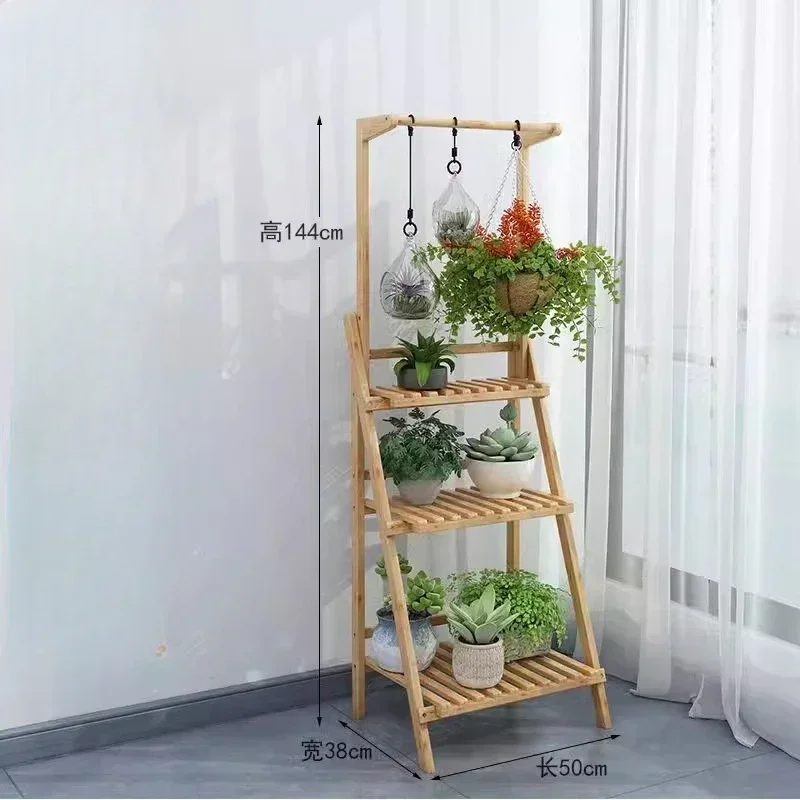 Originality Living Room Plant Shelves Balcony Wood Flower Shelf Chlorophytum Plant Shelves Outdoor Garden Furniture Support FYPS