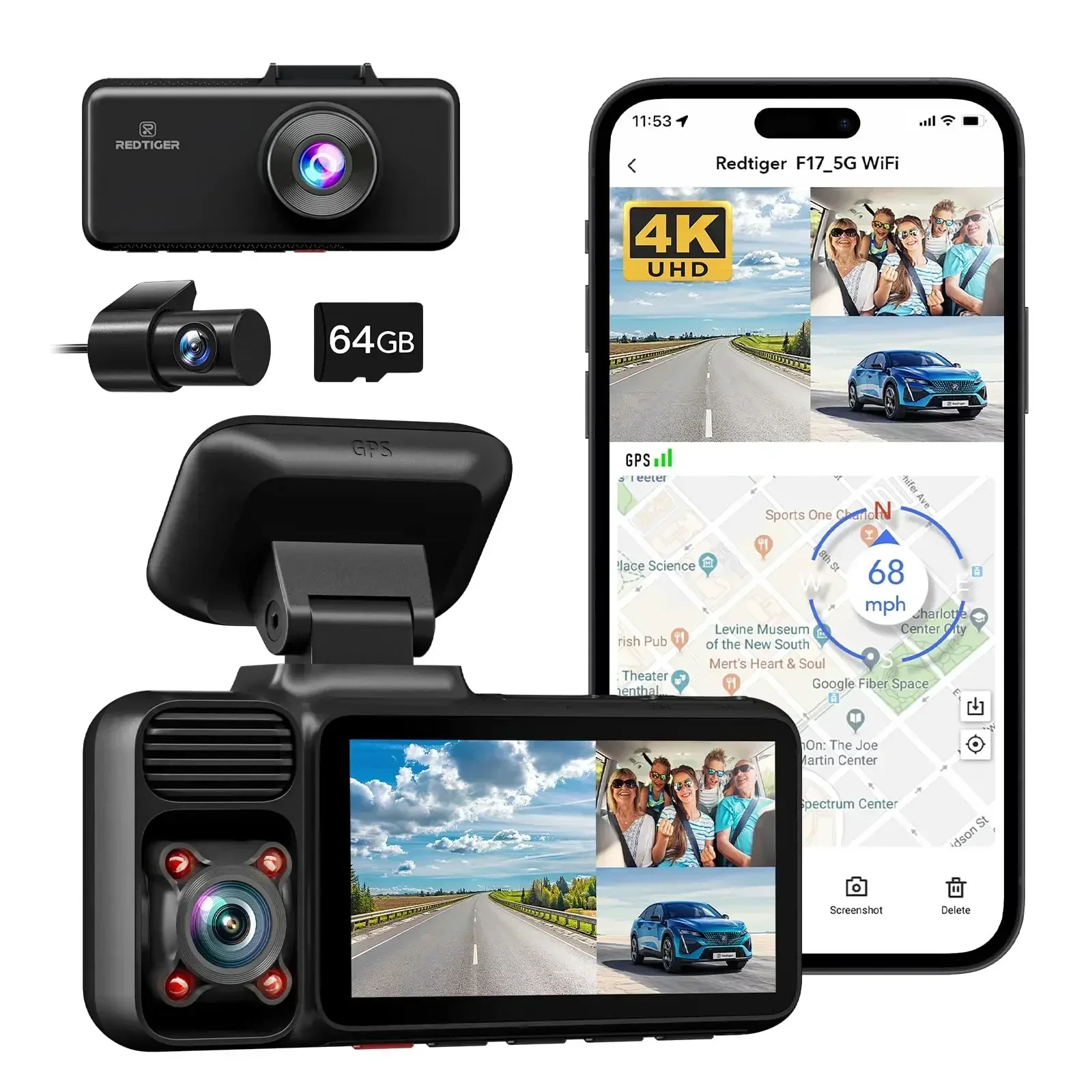 REDTIGER F7NS 4K Ultra HD Dash Camera 170 FOV Car Camera for GPS Wifi Car  Dvr By App Control 3840*2160 Resolution Dash Cam