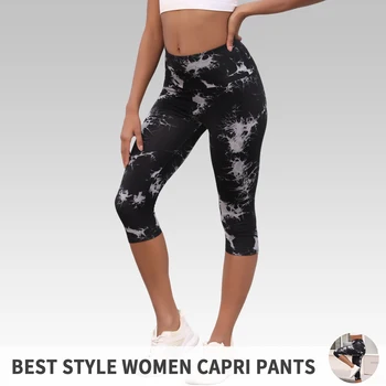 Pantaloni capri a vita alta da donna, controllo della pancia super morbido, non trasparente, allenamento, yoga, corsa, atletico, push up, leggings da palestra