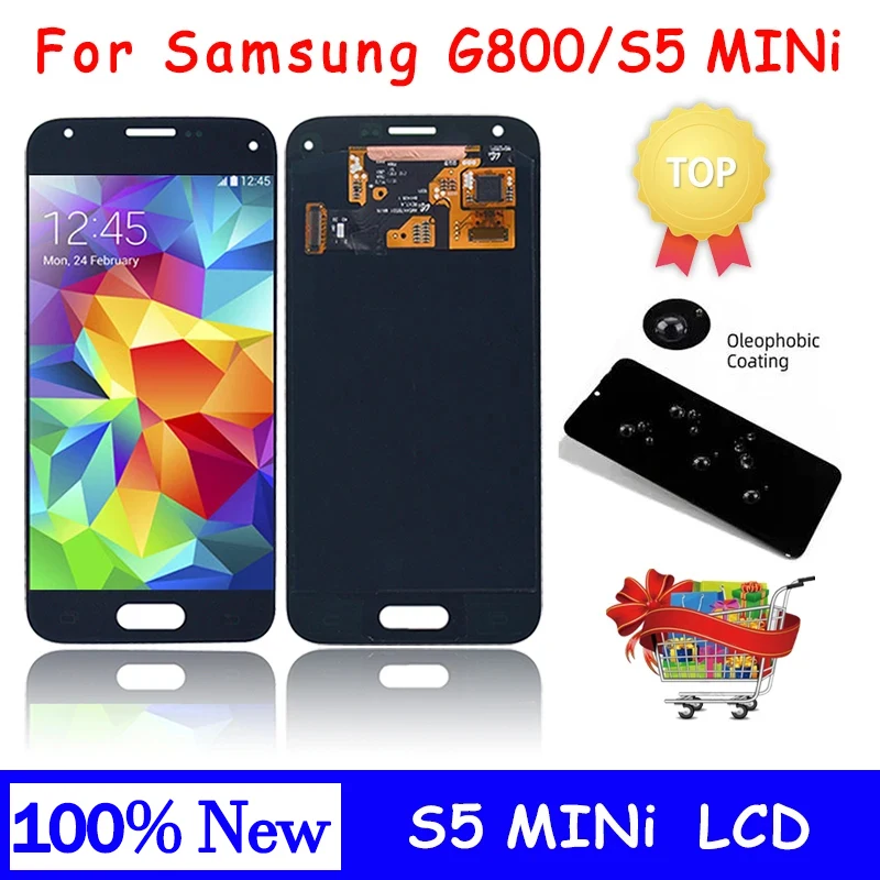 4.5 ''Test Super Amoled Lcd Per Samsung S5 Mini G800 Lcd G800F G800H Lcd Touch Screen Digitizer Assembly