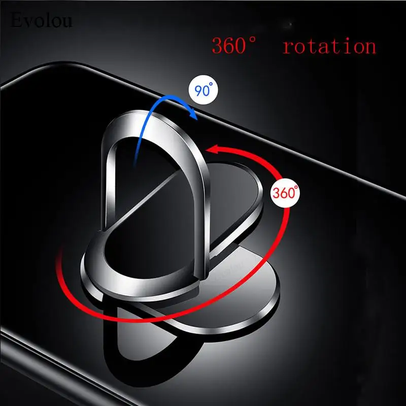 Magnetic Ring Stand Holder Phone Case with Tempered Glass and Shockproof Soft Frame Cover & Lanyard