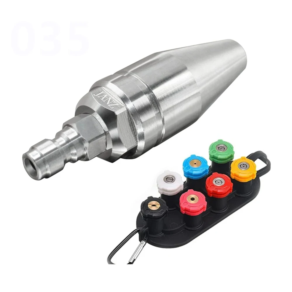 High-Performance Rotating Turbo Nozzle with Quick Connect and 7 Spray Tips - 4000 PSI Capacity