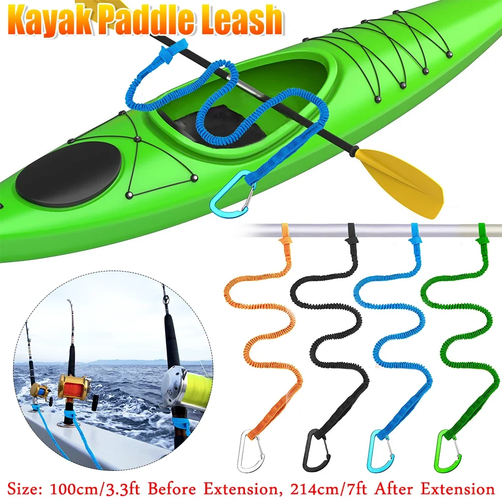 1/2/4pcs Elastic Kayak Paddle Leash Adjustable With Safety Hook Pole Coiled SUP Kayaking Lanyard Cord Tie Rope Boat Accessories