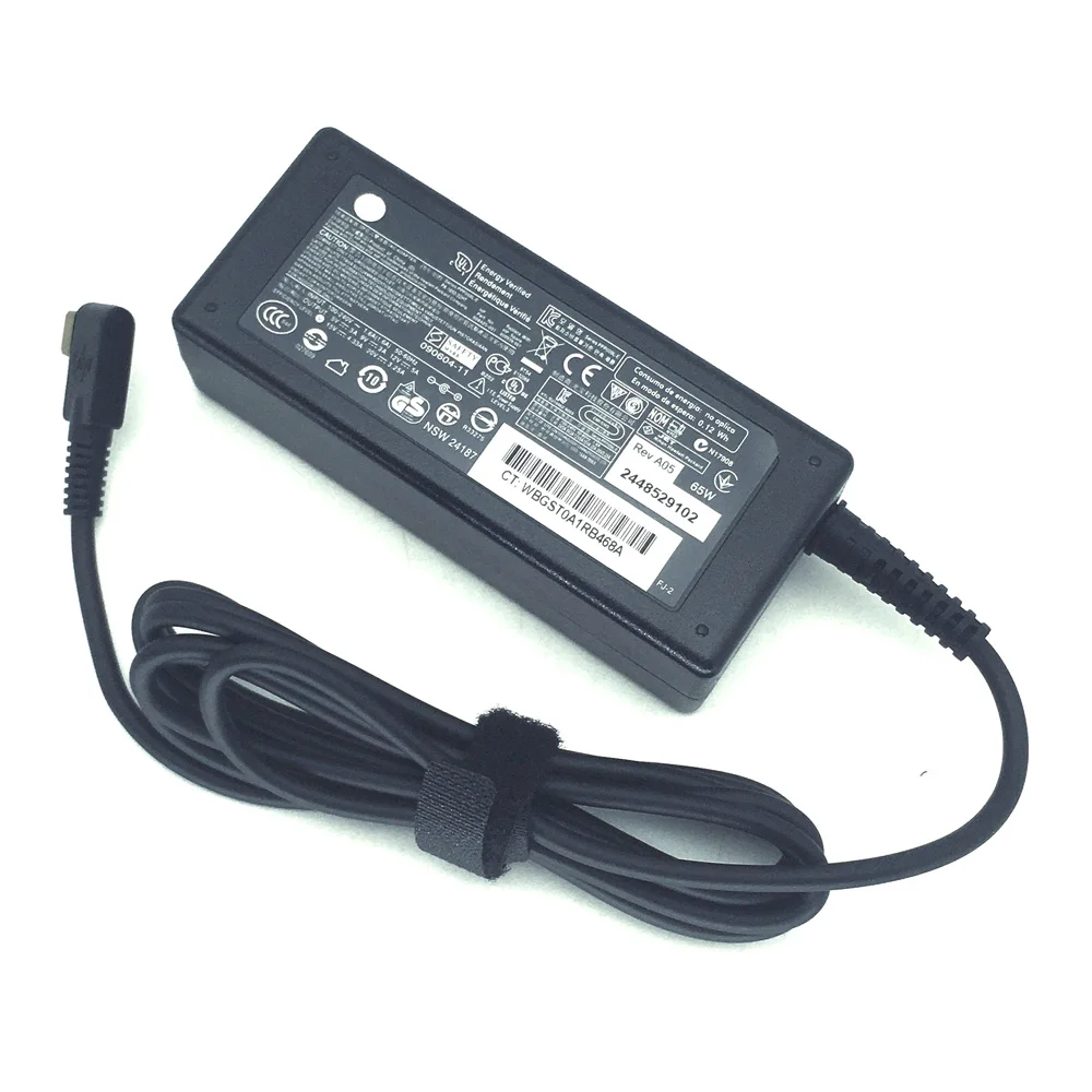 HP 크롬북 컴퓨터용  65W USB-C 노트북 충전기, 타입 C 전원 공급 어댑터 20V 3.25A