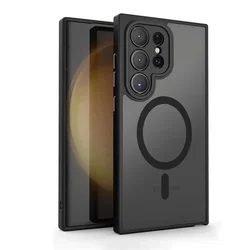 Magnetic Luxury Matte Shockproof Phone Case with Lens Protection and Wireless Charging - Galaxy S26 Ultra (Black)