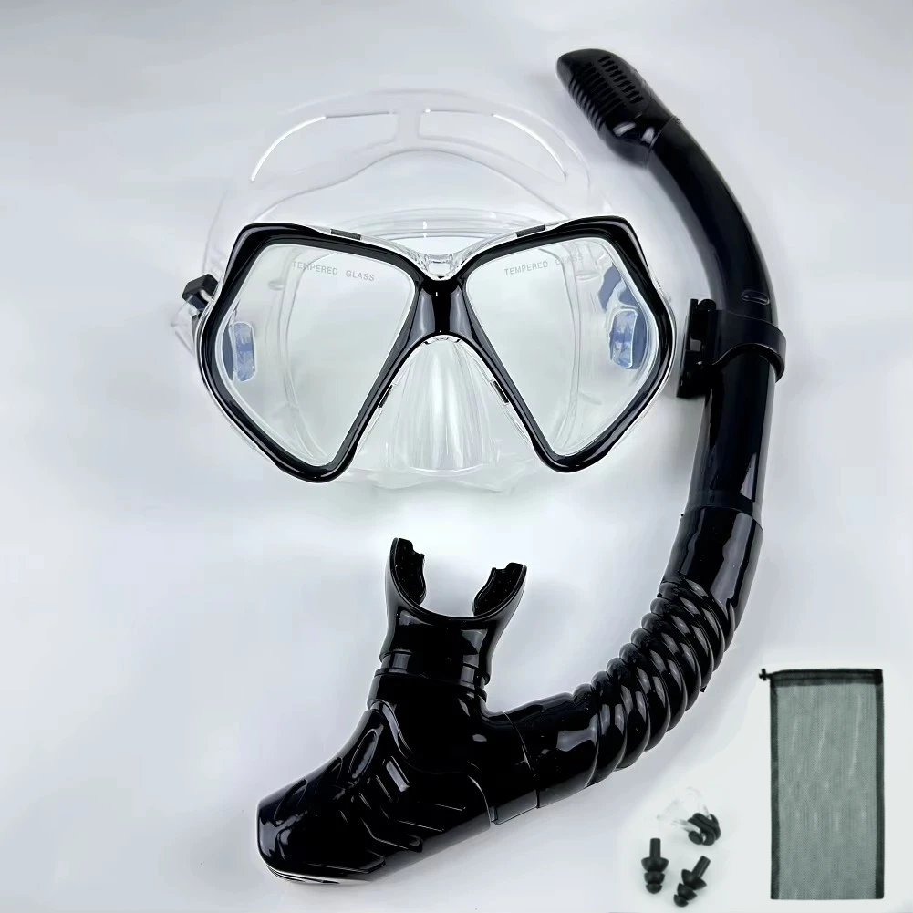 Dry Snorkel Set Diving Mask For Adults Tempered Glass Professional Panoramic Snorkeling Gear Swimming Training Snorkel Kit snorkeling diving mask diving mask snorkel set