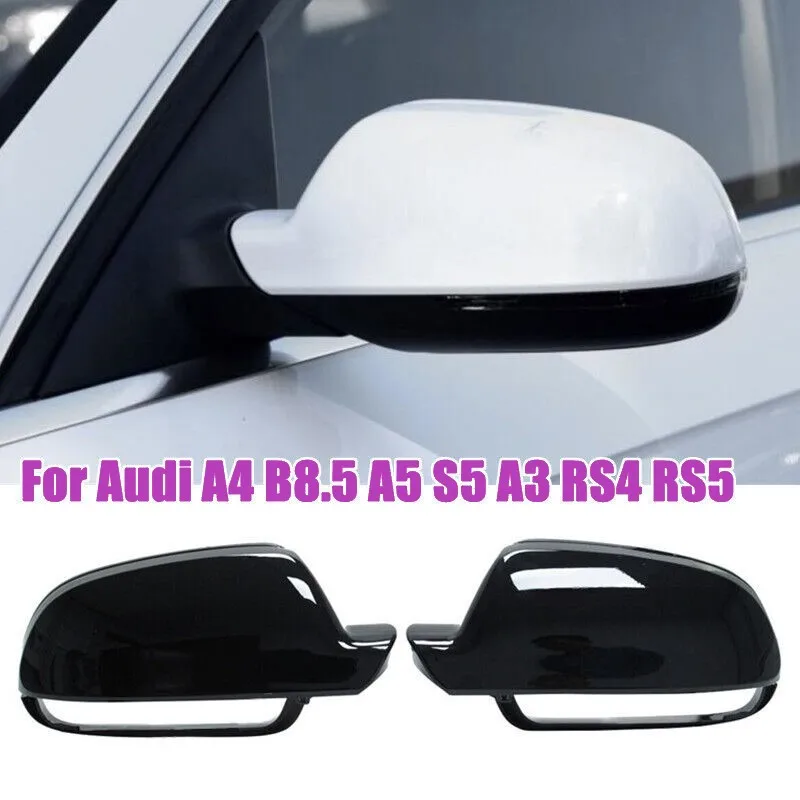 

For Audi A4 B8.5 A5 S5 A3 S4 RS4 RS5 1 Pair Gloss Black Car Side Rearview Mirror Cover Caps 2011-2015 Rear View Mirror Cap Shell