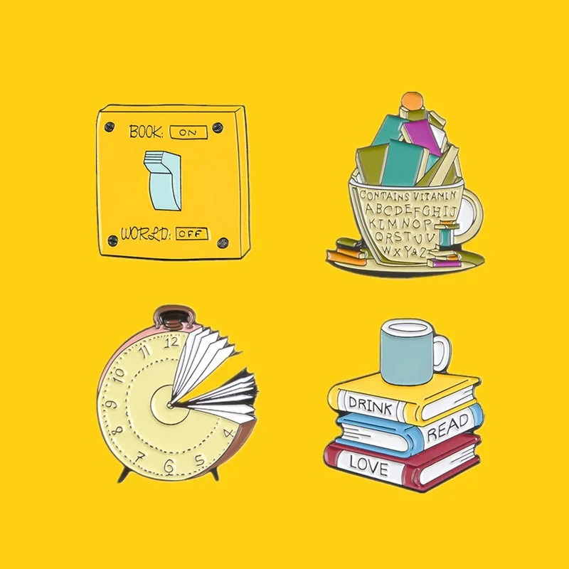 Reading Enamel Pin Book Badges Clothes Bag Lapel Pin Brooches Jewelry Gifts  for Students - AliExpress